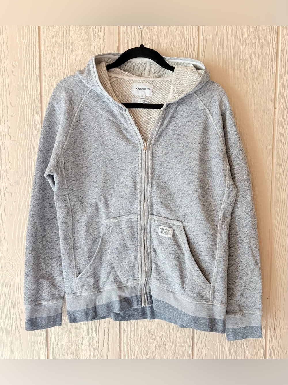 Norse Projects Zip Hoodie Heather Gray Blue Size XS